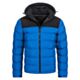 blue and black puffer jacket