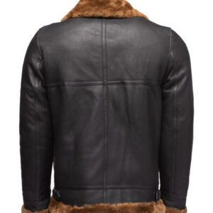Black Shearling Moto Jacket - Image 2